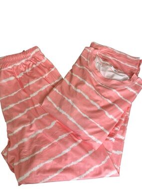 Ekouaer Women's Pink Striped Long-Sleeve Pajama Set